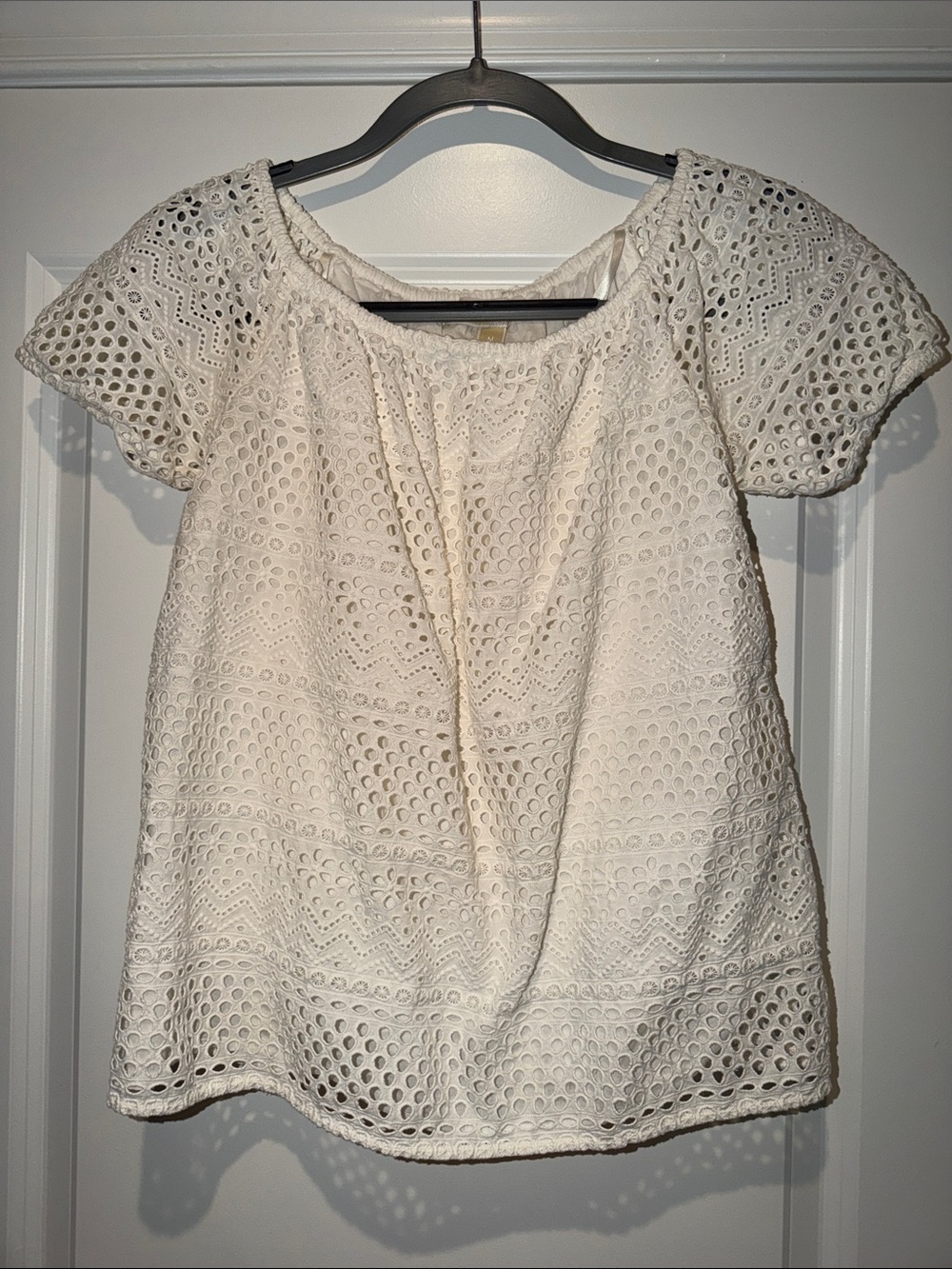 MICHAEL Michael Kors Women’s White Eyelet Short Sleeve Top